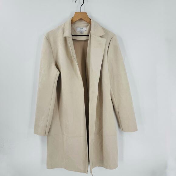 Magaschoni Long Coat Women’s Size L Beige Tan Open Front Minimalist Jacket - Picture 11 of 11